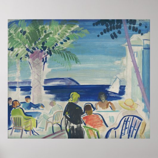  Franse rivierafdrukken, palmboom en Zee Poster (Voorkant)