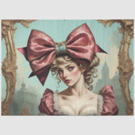 Franse rococo dame met boog 2 decoupage papier