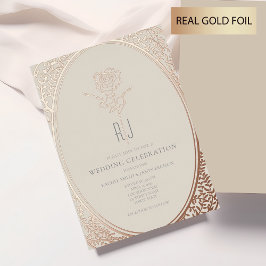 Franse Rococo Gold Foil bruiloft Uitnodiging