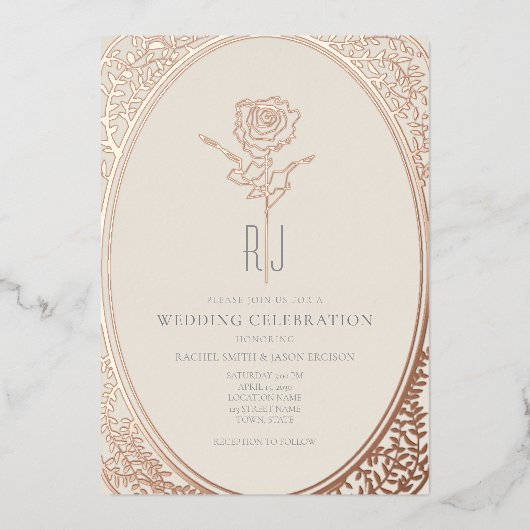 Franse Rococo Gold Foil bruiloft Uitnodiging (Voorkant)