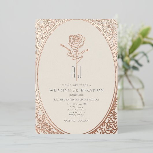 Franse Rococo Gold Foil bruiloft Uitnodiging (Staand Voorkant)