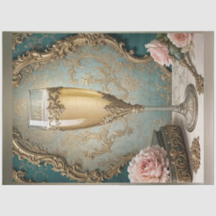 Franse Rococo Parijse Champagne Glas Decoupage Tissuepapier