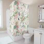 Franse Rococo Redouté Rozen en bloementuin Douchegordijn (In situ)