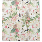 Franse Rococo Redouté Rozen en bloementuin Douchegordijn (Voorkant)