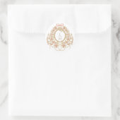 Franse Rococo Roos Monogram Huwelijk Ronde Sticker (Tas)