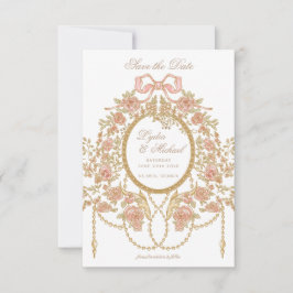 Franse Rococo Roos Monogram Huwelijk Save The Date