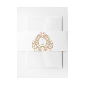 Franse Rococo Roos Monogram Huwelijk Uitnodigingen Wikkel