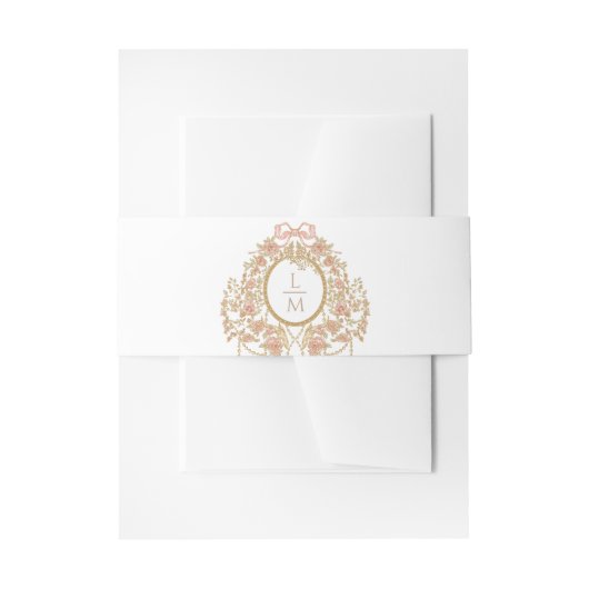 Franse Rococo Roos Monogram Huwelijk Uitnodigingen Wikkel (Voorkant Voorbeeld)