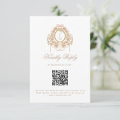 Franse Rococo Roos Monogram Huwelijks QR Code RSVP Kaartje (Staand voorkant)