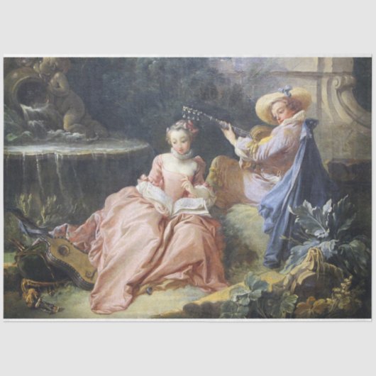 Franse  Rococo schilderij Decoupage Tissuepapier (Voorkant)
