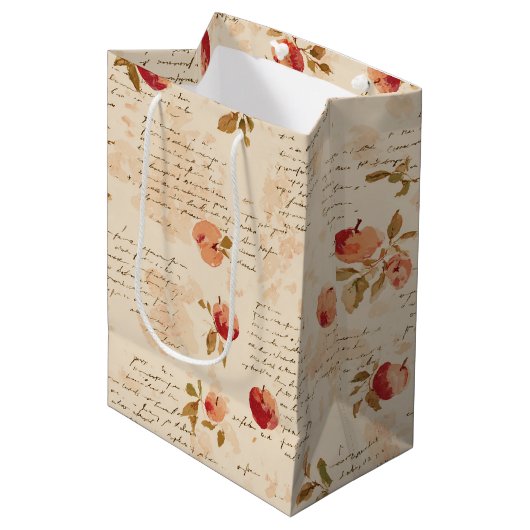 Franse Rode Appels Bruidscadeau Medium Cadeauzakje (Voorkant Gekanteld)