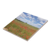 Franse rode klaprozen en blauwe lucht tegeltje (Zijkant)