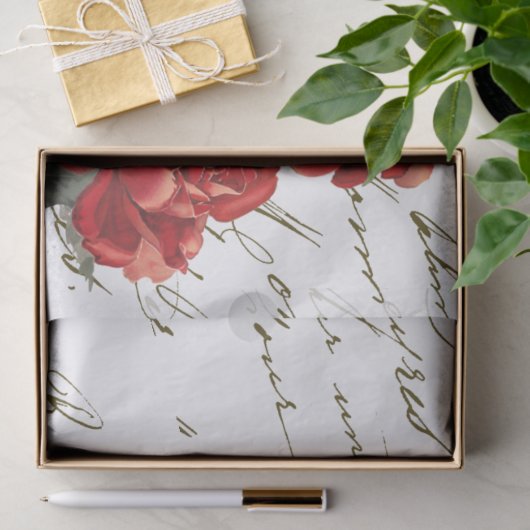 Franse rode rozenbloem tissuepapier (Geschenk)