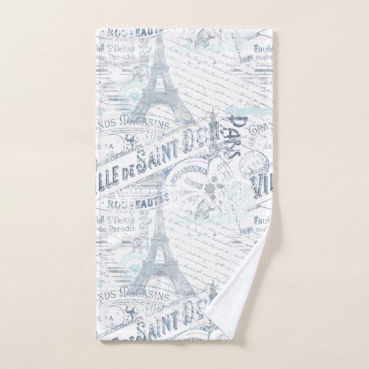  Franse Romance Collage Blue ID226 Bad Handdoek (Handdoek)