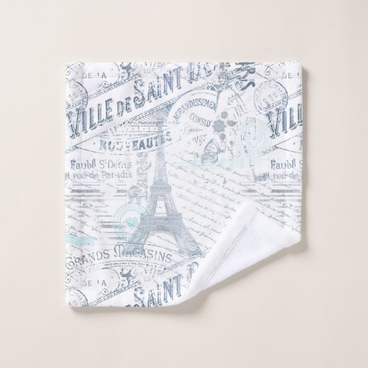  Franse Romance Collage Blue ID226 Bad Handdoek (Wasdoekje)