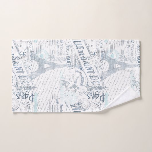  Franse Romance Collage Blue ID226 Bad Handdoek (Handdoek)