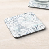  Franse Romance Collage Blue ID226 Bier Onderzetter (Linkerzijde)