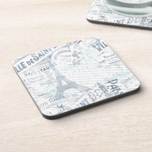  Franse Romance Collage Blue ID226 Bier Onderzetter (Linkerzijde)