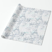  Franse Romance Collage Blue ID226 Cadeaupapier (Uitgerold)