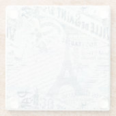  Franse Romance Collage Blue ID226 Glazen Onderzetter (Achterkant)