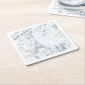 Franse Romance Collage Blue ID226 Kartonnen Onderzetters (Schuin)