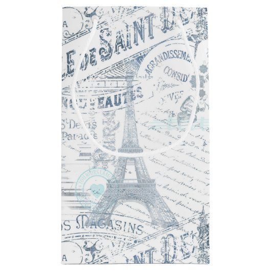  Franse Romance Collage Blue ID226 Klein Cadeauzakje (Achterkant)