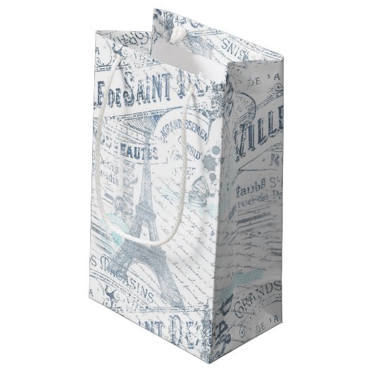  Franse Romance Collage Blue ID226 Klein Cadeauzakje (Achterkant Gekanteld)