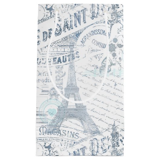  Franse Romance Collage Blue ID226 Klein Cadeauzakje (Voorkant)