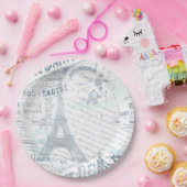  Franse Romance Collage Blue ID226 Papieren Bordje (Feest)