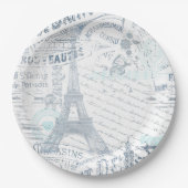  Franse Romance Collage Blue ID226 Papieren Bordje (Voorkant)