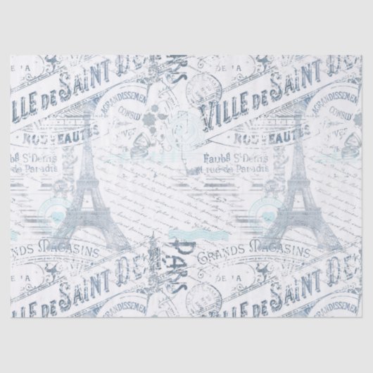 Franse Romance Collage Blue ID226 Tissuepapier (Voorkant)