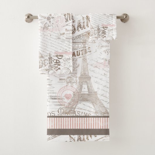 Franse Romance Collage Pink ID226 Bad Handdoek (Insitu)