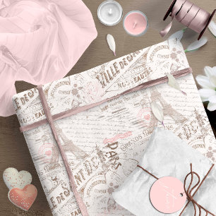  Franse Romance Collage Pink ID226 Cadeaupapier