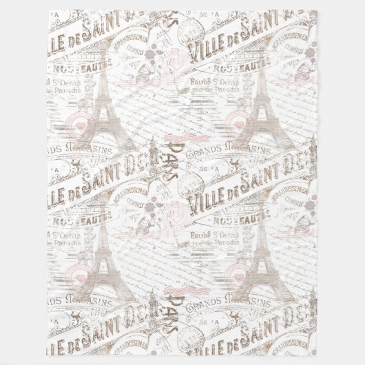  Franse Romance Collage Pink ID226 Fleece Deken (Voorkant)