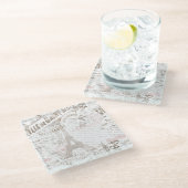  Franse Romance Collage Pink ID226 Glazen Onderzetter (Schuin)