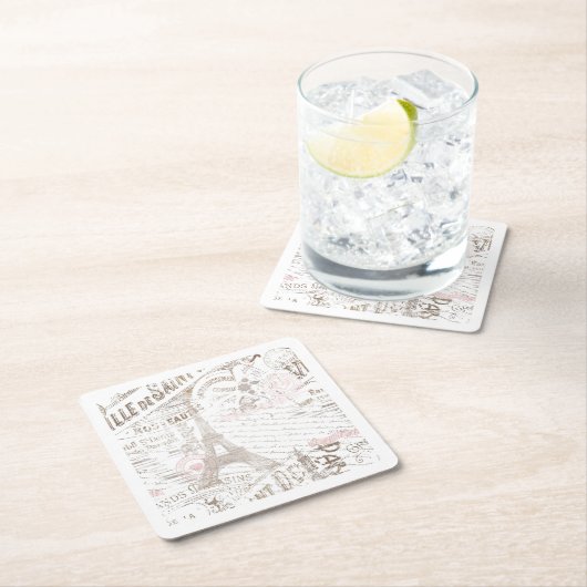  Franse Romance Collage Pink ID226 Kartonnen Onderzetters (Insitu)