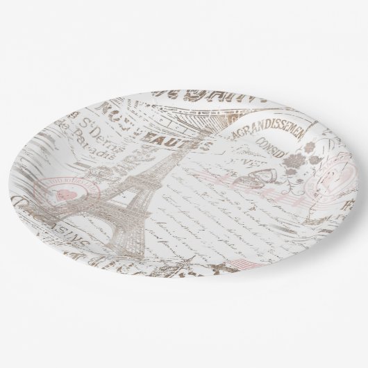  Franse Romance Collage Pink ID226 Papieren Bordje (Gekanteld)