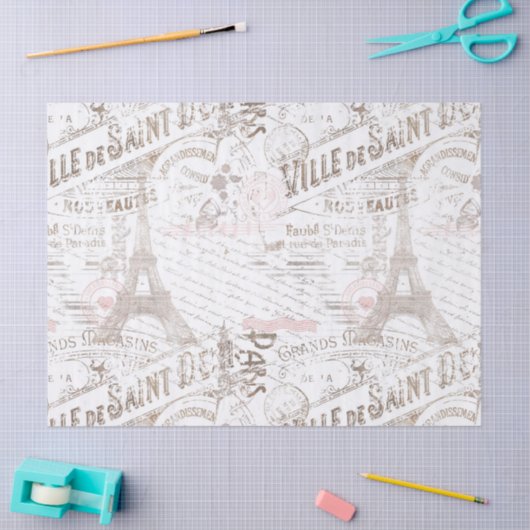 Franse Romance Collage Pink ID226 Tissuepapier (Craft)
