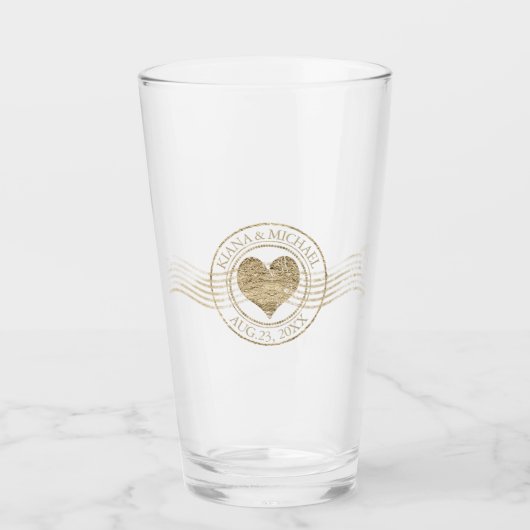 Franse Romance Heart Wedding Gold ID870 Glas (Voorkant)