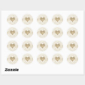 Franse Romance Heart Wedding Gold ID870 Ronde Sticker (Vel)