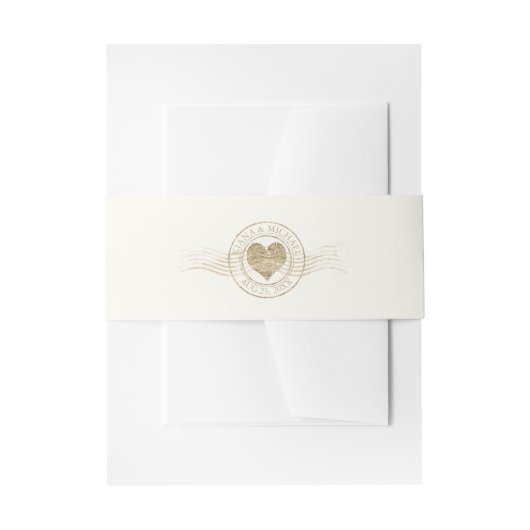 Franse Romance Heart Wedding Gold ID870 Uitnodigingen Wikkel (Voorkant Voorbeeld)