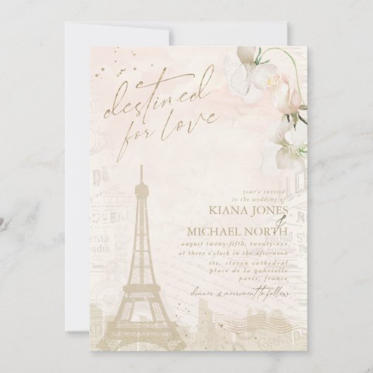 Franse Romance Wedding Blush ID870 Kaart (Voorkant)