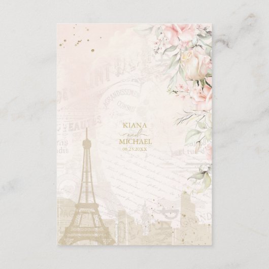 Franse Romance Wedding Details Blush ID870 Informatiekaartje (Achterkant)