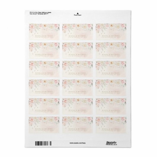 Franse Romance Wedding Floral Blush ID870 Etiket (Full Sheet)