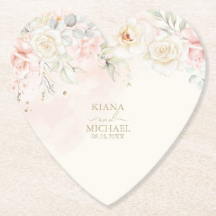 Franse Romance Wedding Floral Blush ID870 Kartonnen Onderzetters