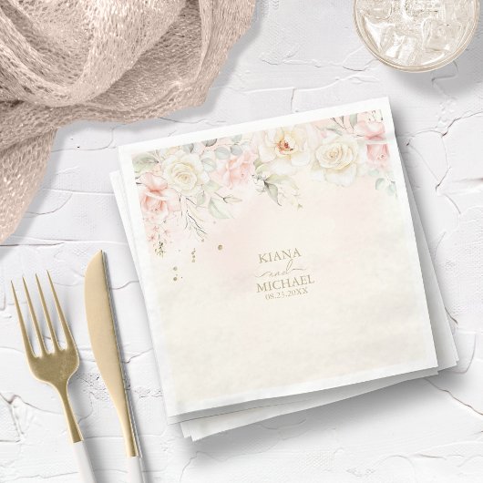 Franse Romance Wedding Floral Blush ID870 Servet