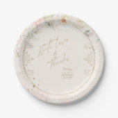 Franse Romance Wedding Floral Lijst Blush ID870 Papieren Bordje (Voorkant)