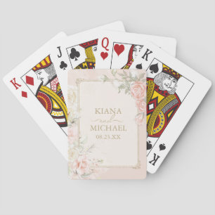 Franse Romance Wedding Floral Lijst Blush ID870 Pokerkaarten