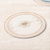 Franse Romance Wedding Heart Blush ID870 Ronde Kartonnen Onderzetter (Gebogen)