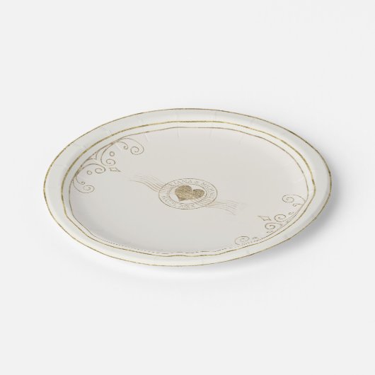 Franse Romance Wedding Heart Ivory ID870 Papieren Bordje (Gekanteld)